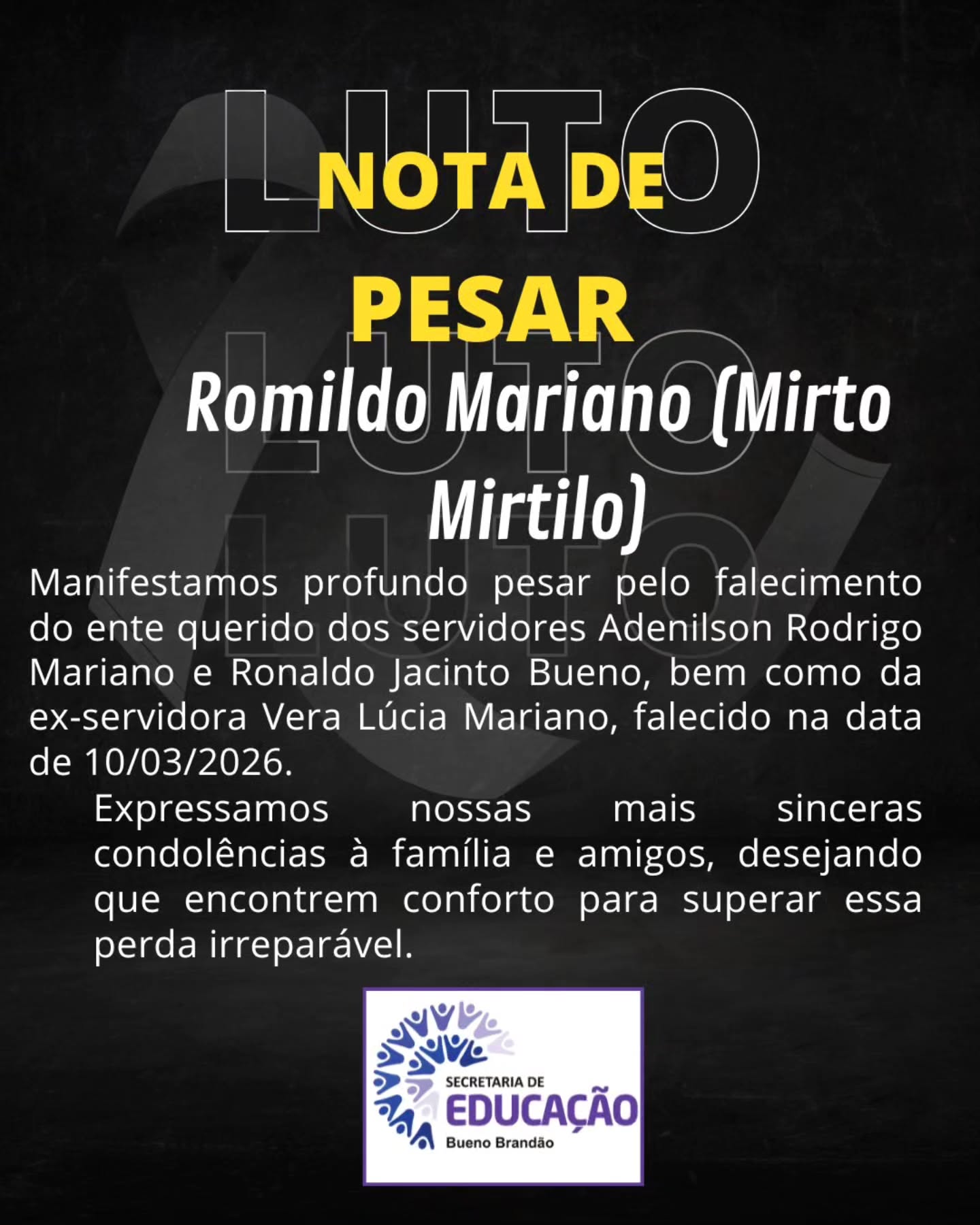 Postagem feita no Instagram da Prefeitura