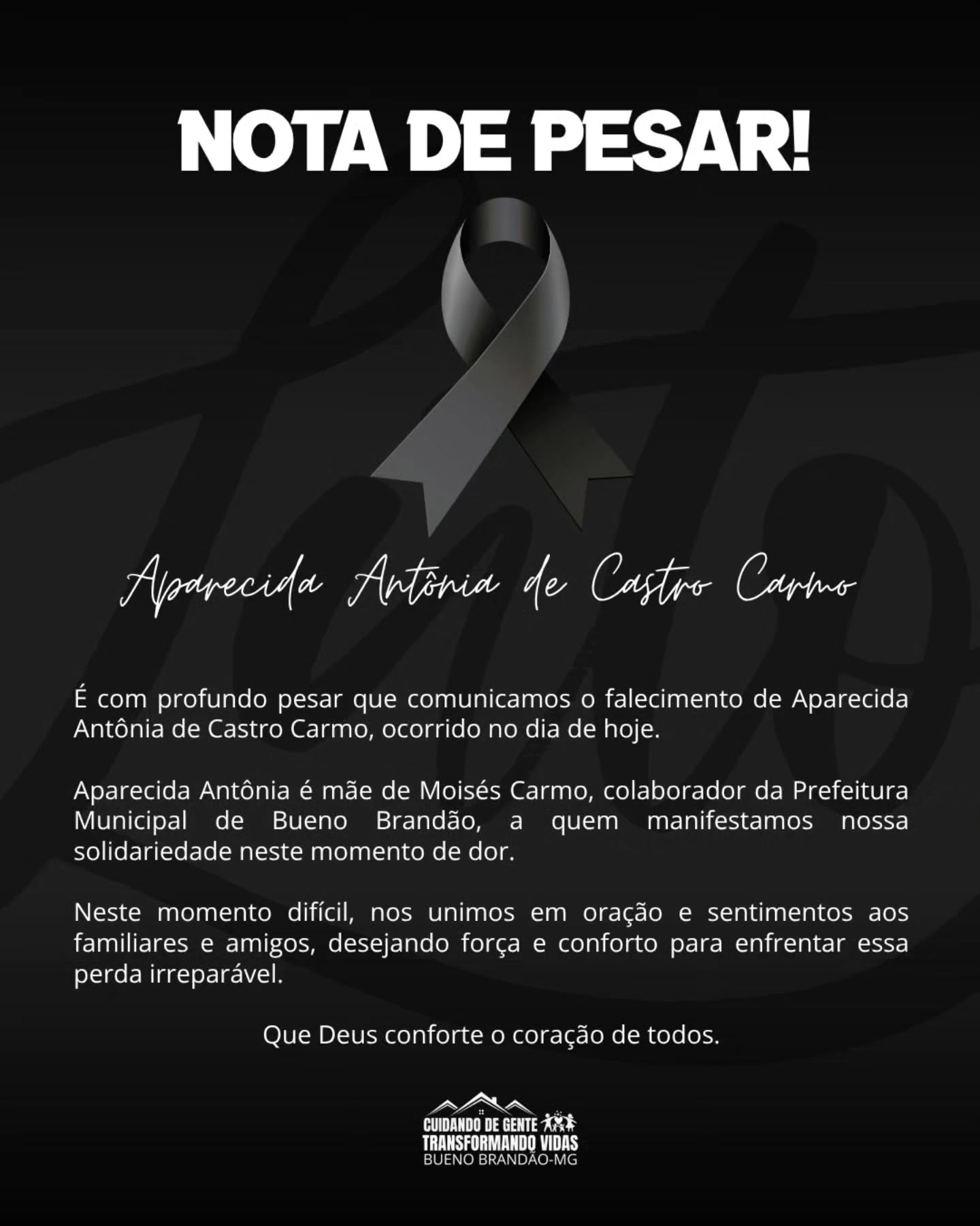 Postagem feita no Instagram da Prefeitura