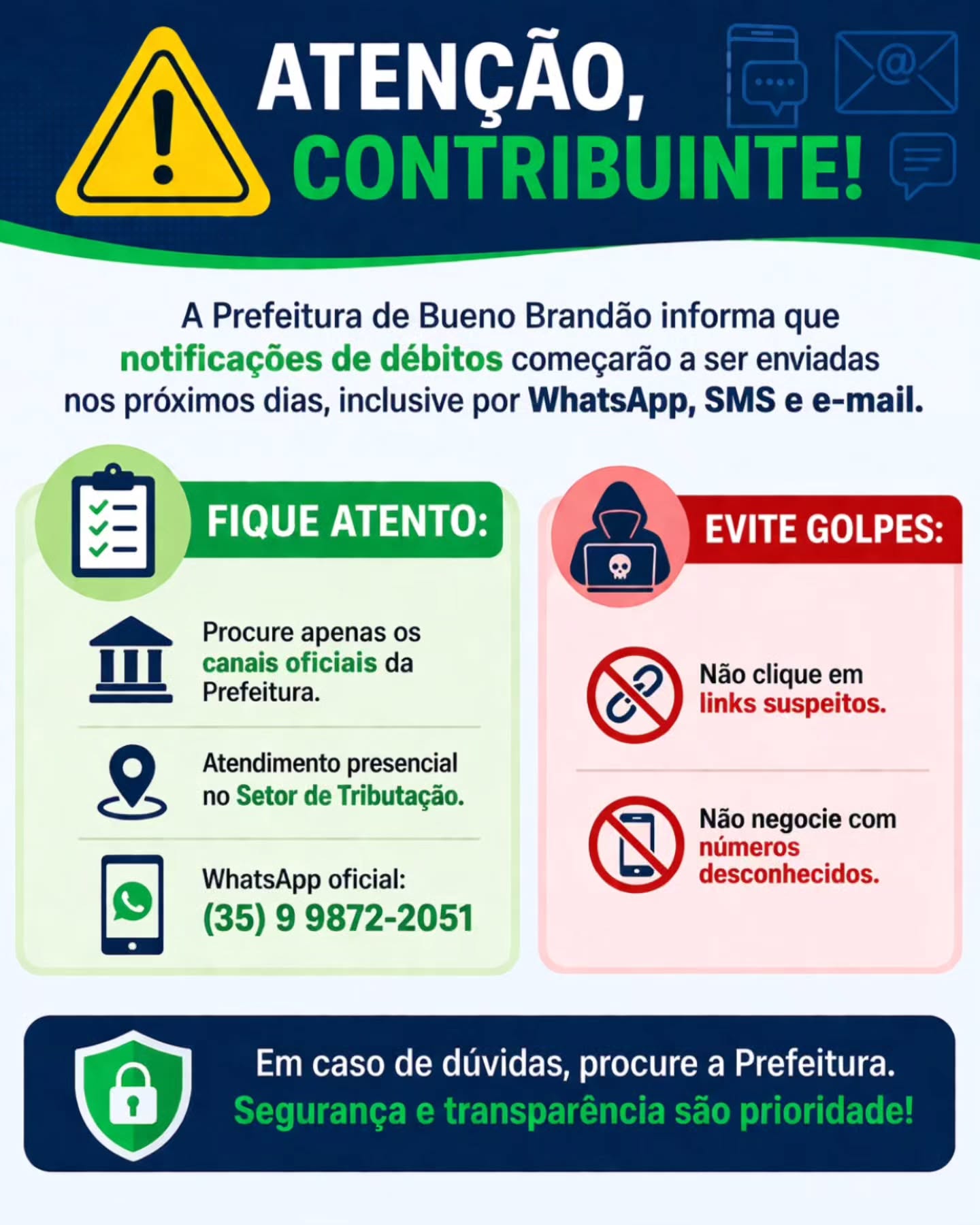 Postagem feita no Instagram da Prefeitura