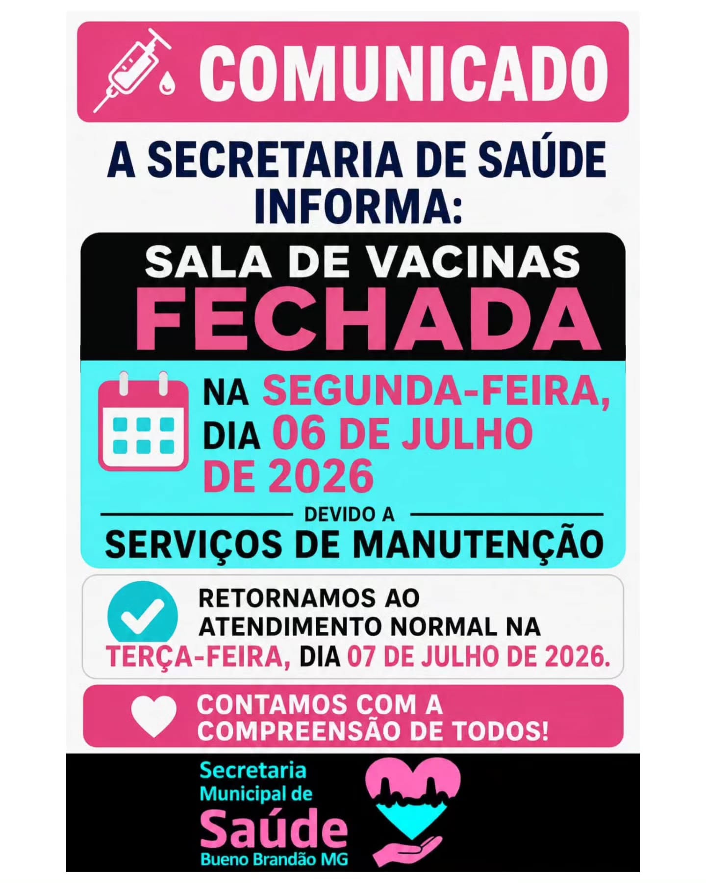 Postagem feita no Instagram da Prefeitura